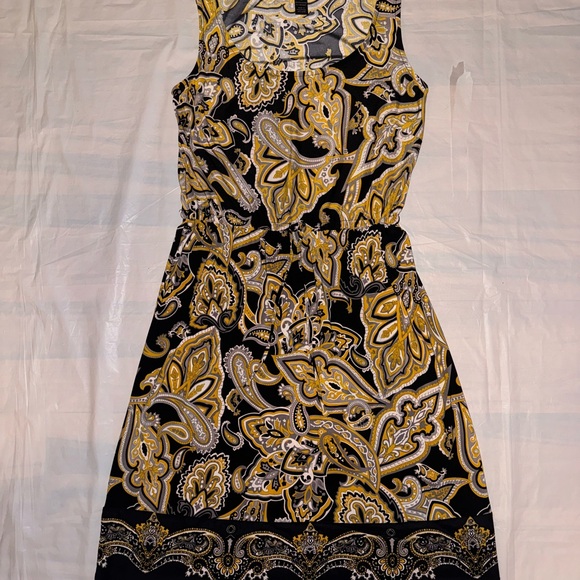 INC International Concepts Black and Gold Paisley Midi Dress - Picture 2 of 9